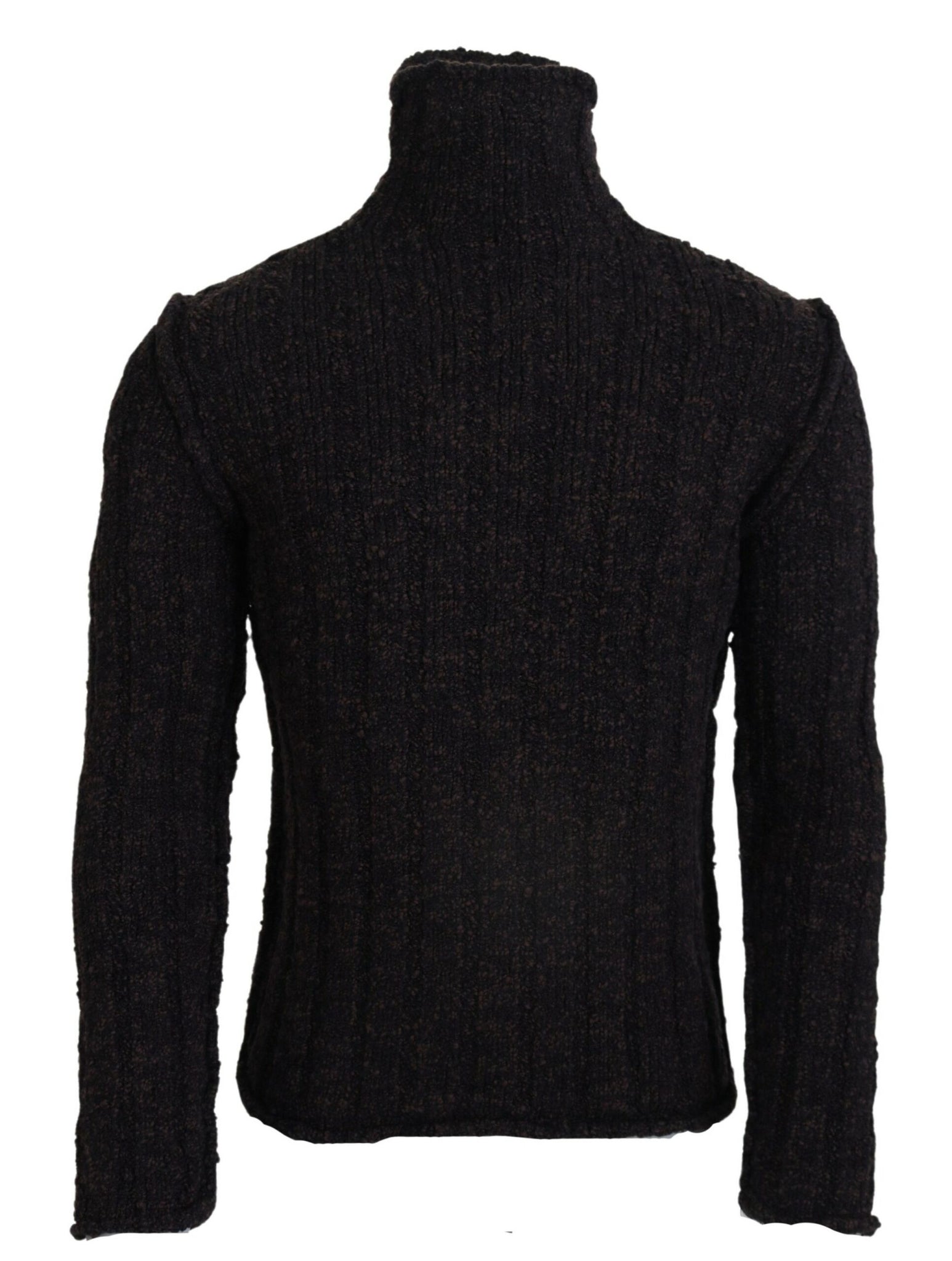 Brown Wool Knit Turtleneck Pullover Sweater