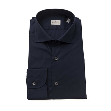 Blue Cotton Men Shirt Slim Fit With French Collar