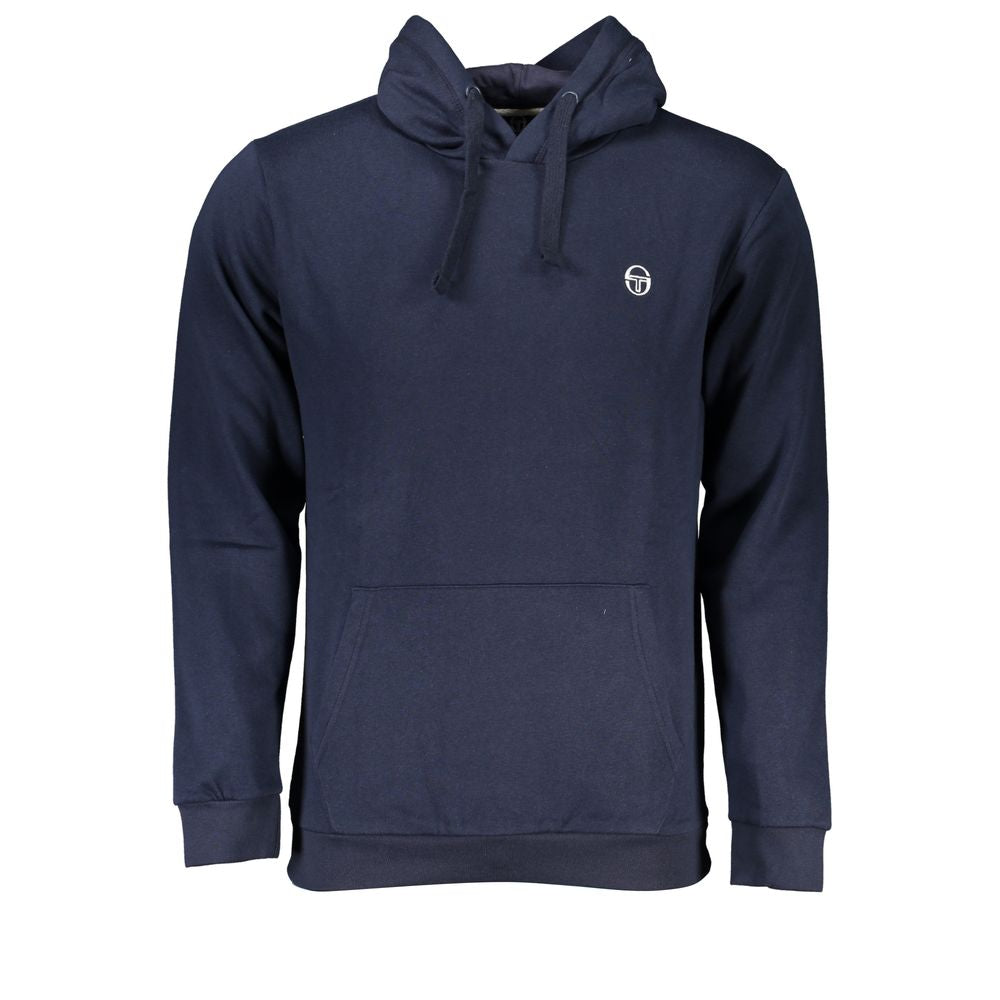 Blue Cotton Men Hoodie