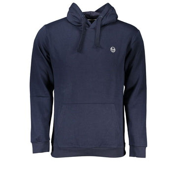 Blue Cotton Men Hoodie