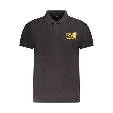 Black Cotton Men Polo Shirt