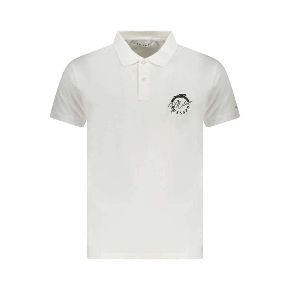 White Cotton Men Polo Shirt