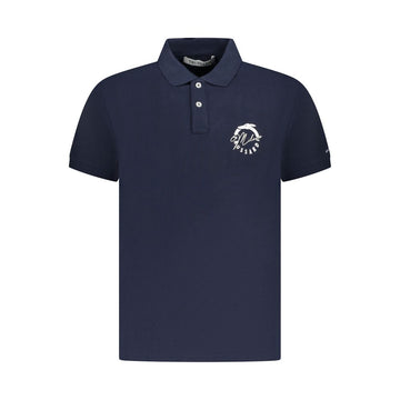 Blue Cotton Men Polo Shirt