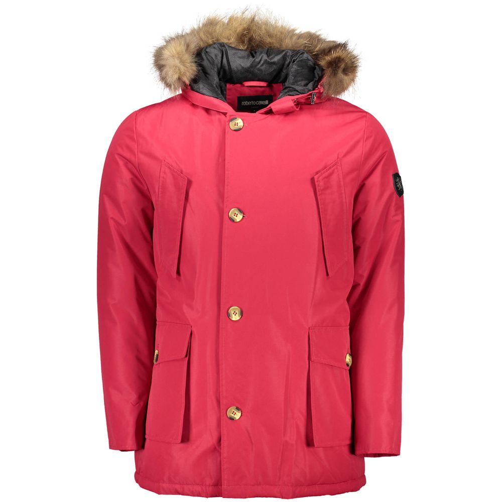 Red Polyester Men Jacket