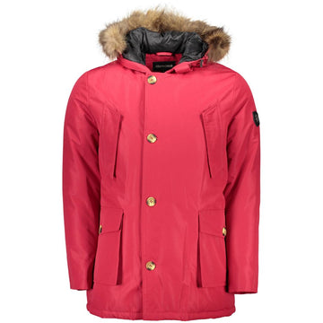 Red Polyester Men Jacket