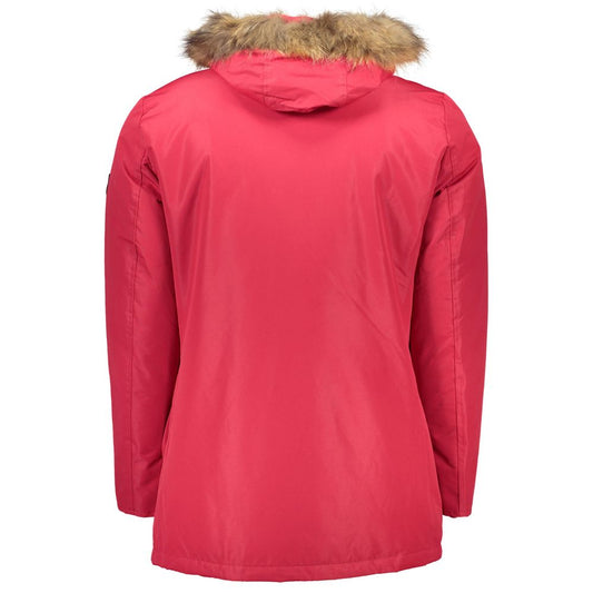 Red Polyester Men Jacket