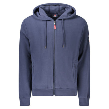 Blue Polyester Men's Hooded Sweater