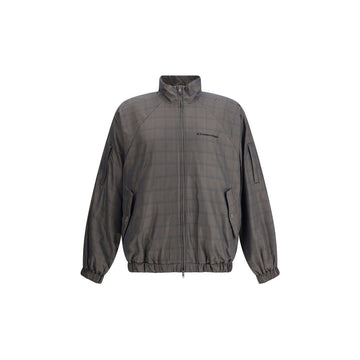 Zipped Jacket with Brown and Blue checked motif