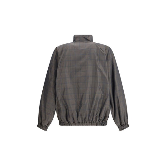 Zipped Jacket with Brown and Blue checked motif