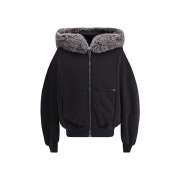Hooded Sweatshirt with wide fur-trimmed hood