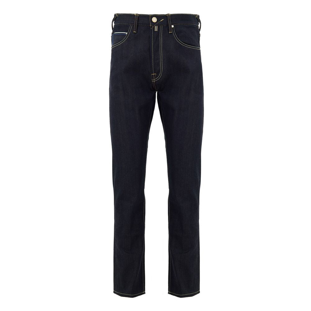 Blue Polyester Tapered Jean