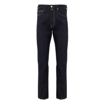 Blue Polyester Tapered Jean