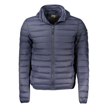 Blue Polyester Men Jacket