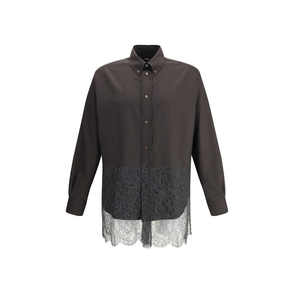 Pinstripe Wool and Lace Shirt