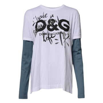 White Graphic Print Cotton Crew Neck T-shirt