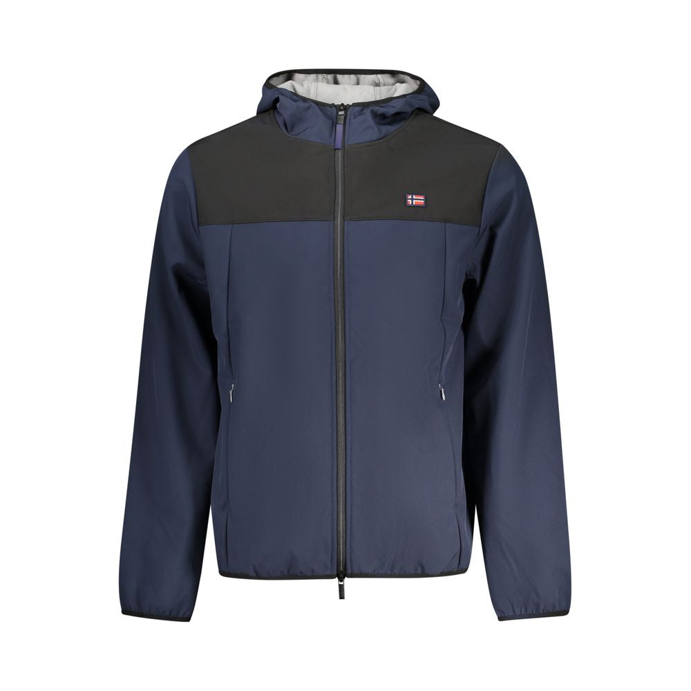 Blue Polyester Men Jacket