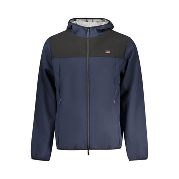 Blue Polyester Men Jacket